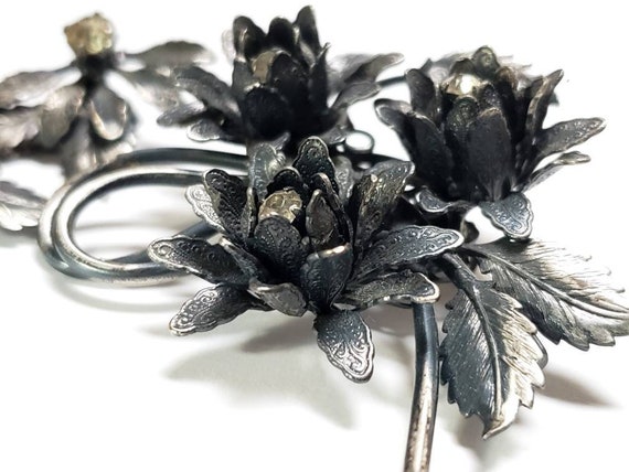 Vintage Rhinestone Flower Brooch Earring Set: Mir… - image 6