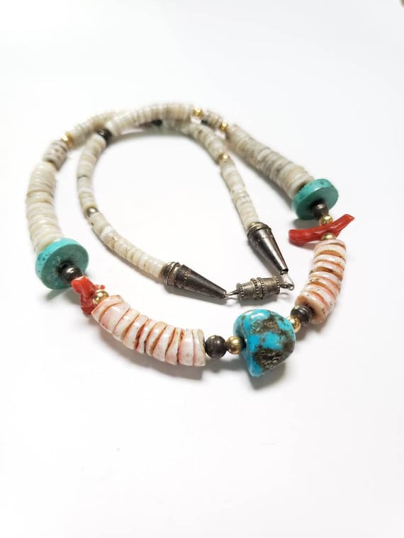 Spiderweb Discs Vintage Navajo Shell Heishi Necklace Spiderweb Discs Vintage Navajo Shell Heishi Necklace