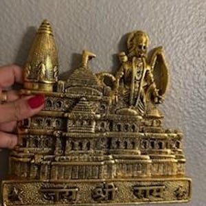 handmade Ram mandir with hanuman wall hanging