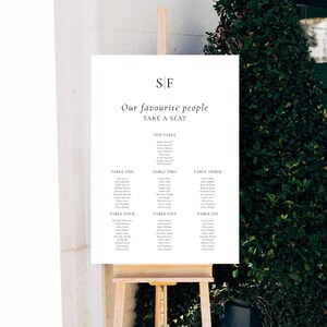 Plano de asientos para bodas con monograma: Diseño minimalista (descarga digital editable), M2