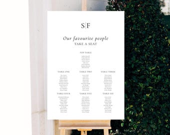 Mapa de Assentos para Casamento com Monograma: Design Minimalista (Download Digital Editável), M2