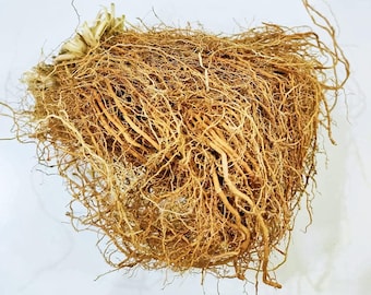 Raíz de vetiver orgánica (Khus) / Raíz aromática seca pura con propiedades refrescantes.