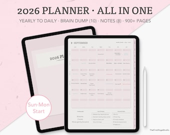 2026 ADHD Digital Planner for Women | Hyperlinked GoodNotes Planner | Monthly Weekly Daily | Brain Dump