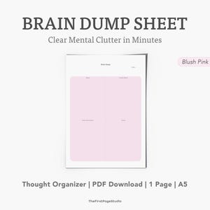 Plantilla imprimible para organizar pensamientos y eliminar el desorden mental (TDAH) - Descarga gratuita en PDF (A5)