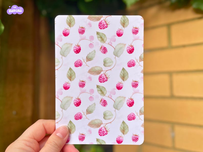 Fruit-Themed Kindle Inserts – Raspberry, Grapefruit & Lemon | Satin Finish Photo Paper | Kindle Accessory Pink BG Raspberry