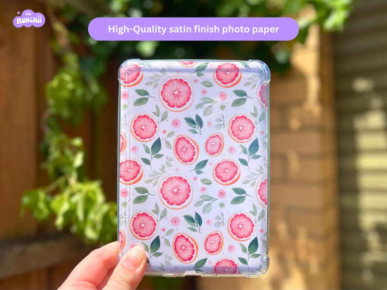 Fruit-Themed Kindle Inserts – Raspberry, Grapefruit & Lemon | Satin Finish Photo Paper | Kindle Accessory image 6