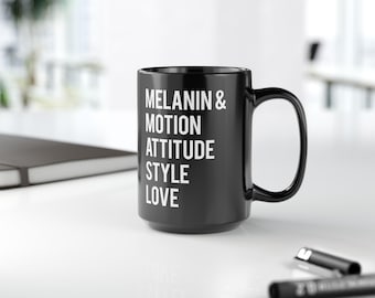 Melanin Coffee Mug Afrocentric Christian Gift for Black Women 15oz Ceramic Faith Cup Black History Month Present Inspirational Culture Mug