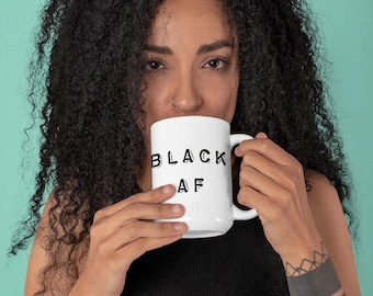 Caneca de cerâmica preta - Caneca de café afrocentrada de 443 ml para celebração da cultura negra