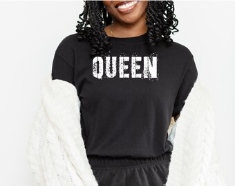Afrocentric Queen Shirt, Vintage Distressed Graphic Tee, Empowerment Apparel, Melanin Royalty T-Shirt