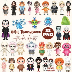 Hotel Transylvania Clipart Bundle 33 PNG, Monsters Family PNG, Dracula Mavis Johnny Dennis, Party Birthday Clipart, Hotel Transylvania PNG