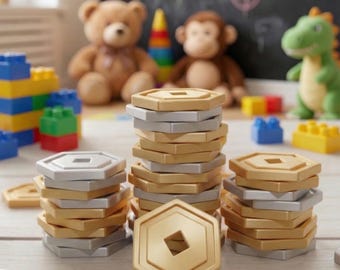 Shiny Roblox Inspired Game Coins - Robux, Party Favors, Gamer Loot, Cake Decoration