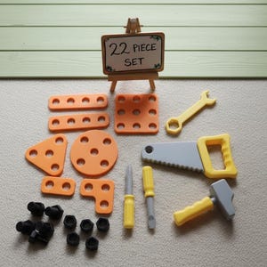 Pretend Play Kids Tool Box Set, Toddler Montessori Building Toys, 3D Printed Handyman Kit, Birthday Gift for Boys, STEM Engineering Toy