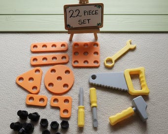 Interactive STEM Tool Kit for Kids: 22 Piece 3D Printed Montessori Construction Set Gift
