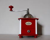 French Vintage Coffee Mill, Peugeot Coffee Grinder Red