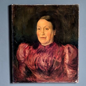 Antique Portrait Woman, French 19th Century, Signed Oil on Canvas.   6206