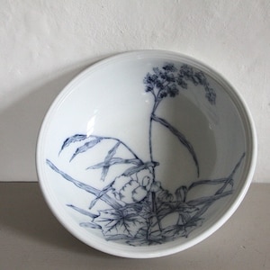 Large Antique Ironstone Bowl with Blue Transferware Design from 1800s, Wash Bowl, Toilet Wash Set, Tableware, French Brocante