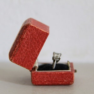 Antique Ring Box , Red Leather Engagement, Wedding Ring Box, Wales