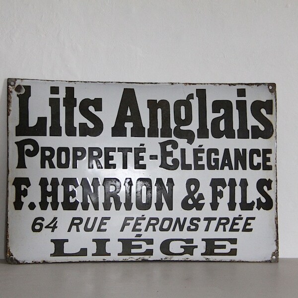 Antique Enamel Sign, Porcelain Sign, Advertising Publicity Signage 1920s LARGE