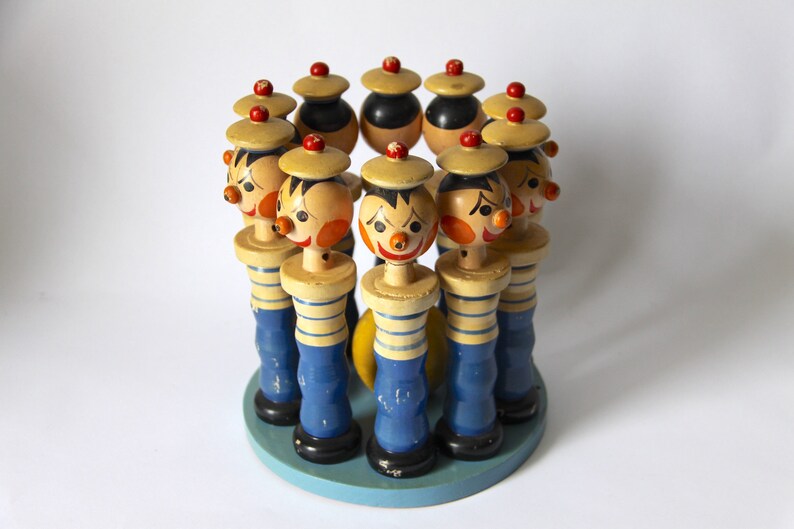 Rare Vintage French Bowling Pins Set of 10 Marine Skittles Etsy