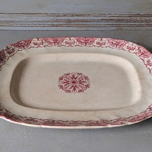1800's Antique French Red Transferware Serving Platter, Rectangular, Ironstone Plate, Paris, Regent 6142 image 2