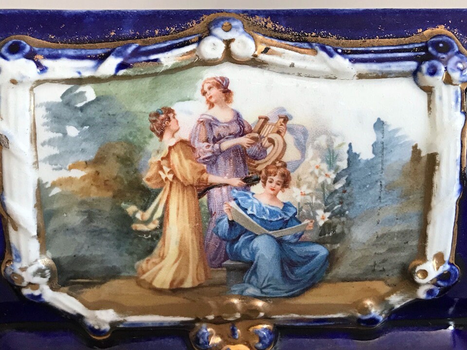 Français Jardinières en Porcelaine Antique, Garnitures, Urnes Jardinière, Ensemble de 3 Jolies Chemi