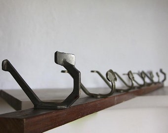 LARGE Industrial Mid Century French Vintage Coat Hook, Coat Rack, Hat Rack, 7 PEGS 62" - Very Wide       2947
