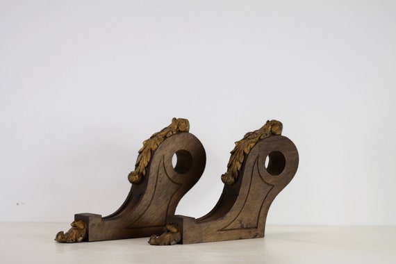 Antique French Curtain Pole Brackets Acanthus Leaf French Etsy