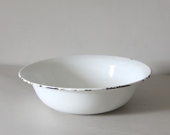Large French Enamel Bowl Dish Primitive, Jean D'arc Living