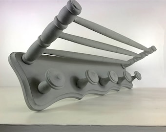Mid Century Coat Hook, Hat Rack, Bistro Coat Rack, Train Rack with Parcel Shelf, Luggage Rack, Hallway Storage