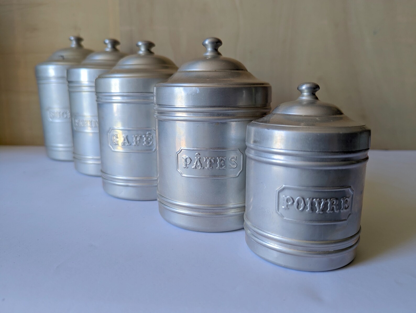 Vintage 1950's French Aluminium Canisters Storage Set - Etsy