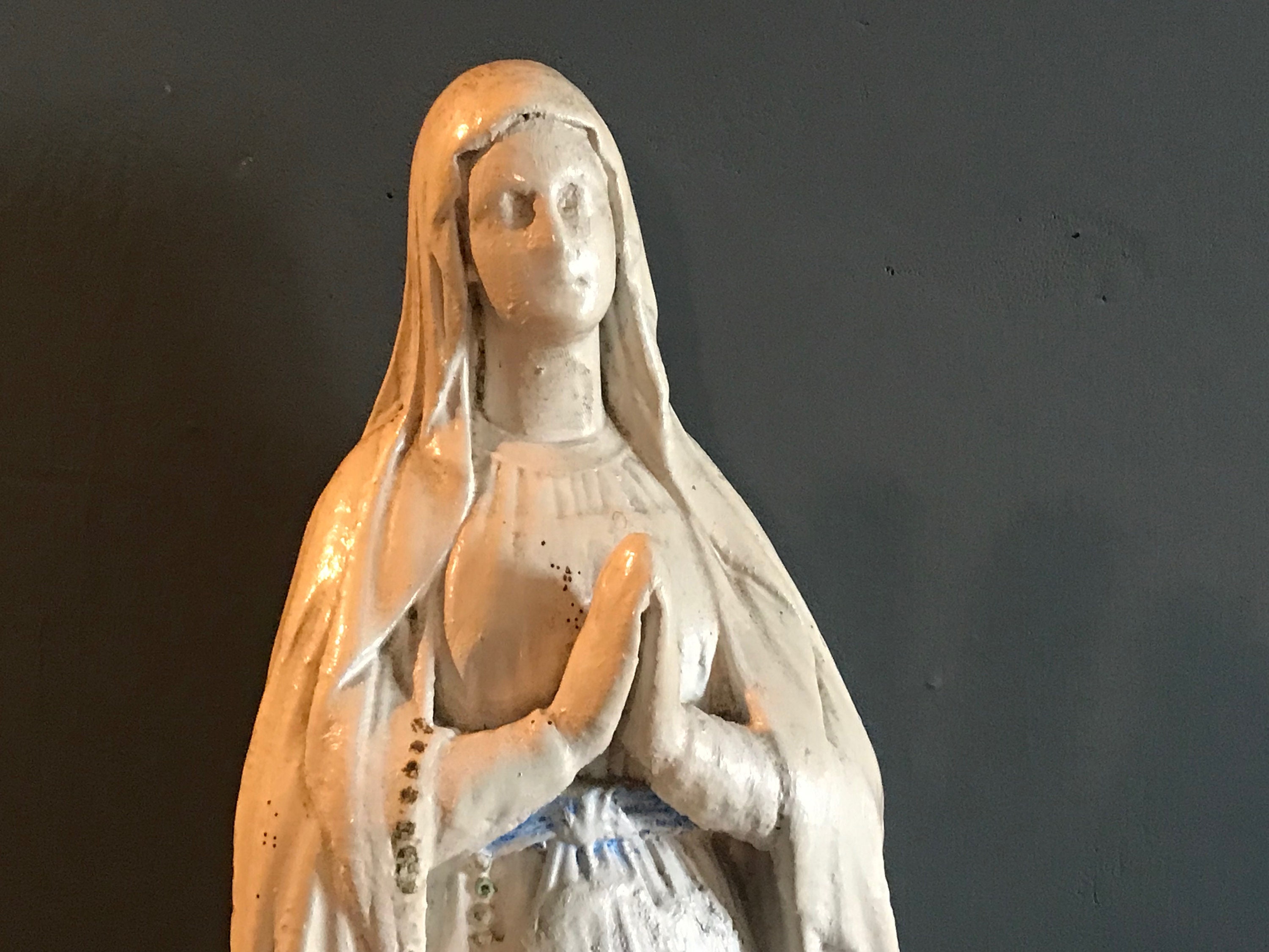 Grande Statue en Plâtre Vintage Français de La Vierge, Notre-Dame, Vierge Marie, Collectionneurs Rel