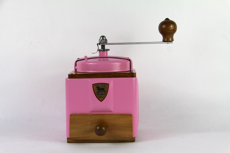 French Vintage Peugeot Coffee Mill Grinder Pretty Pink Enamel Etsy