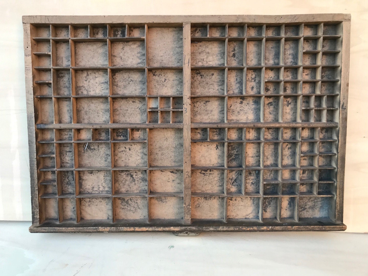 Vintage Français Letter Press Print Tray avec Poignée. Tiroir Typographique, Bac à Imprimantes en Bo