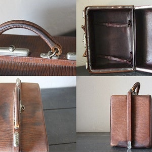 French Antique Leather Bag 1930s image 5