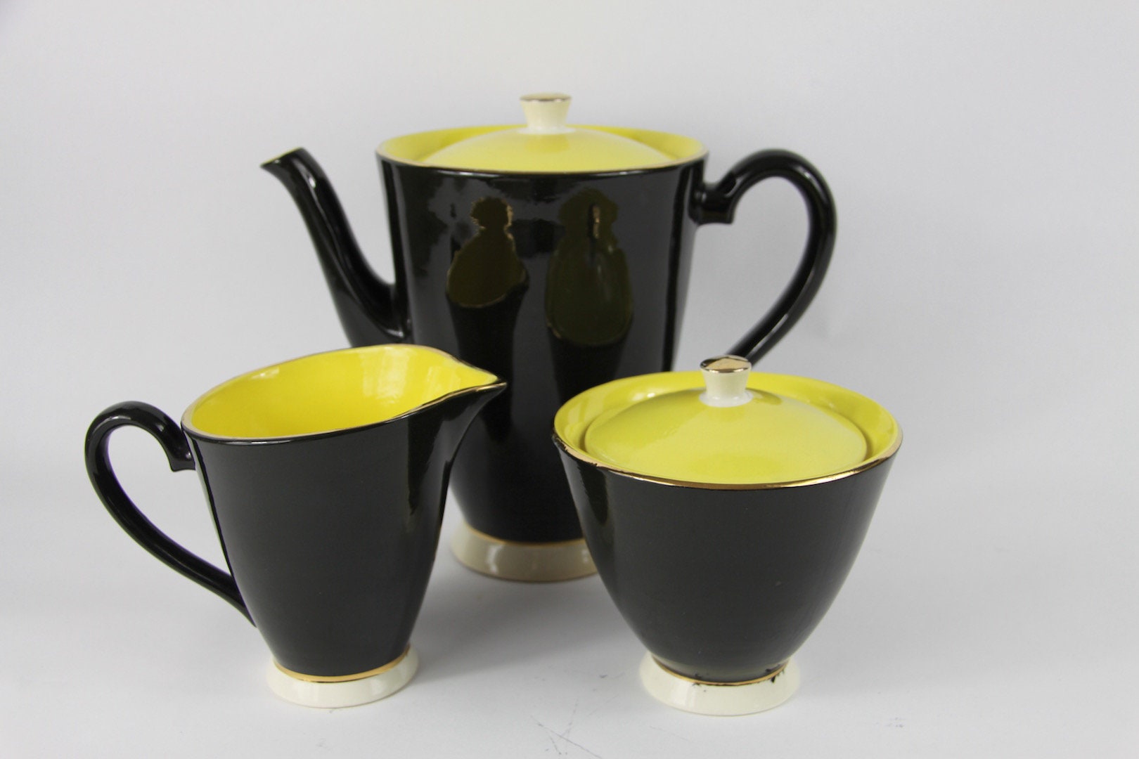 Beautiful Français Vintage Coffee/Tea Set de Sarreguemines Années 1920