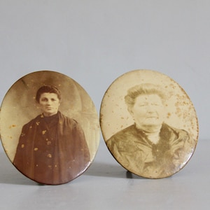 French Antique Tin Type Photographs, Victorian Photographs, Sepia Photography, Set of 2