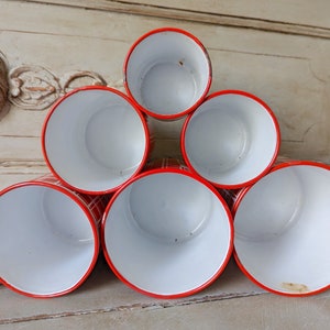 Antique Enamel Nesting Canisters Red and White Plaid Signed and numbered image 5