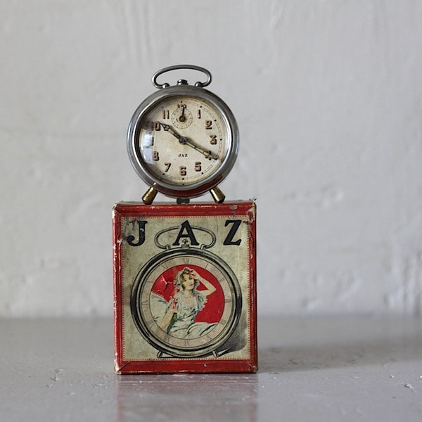 Antique French Jaz  Alarm Clock 1940s  industrial Loft Decor