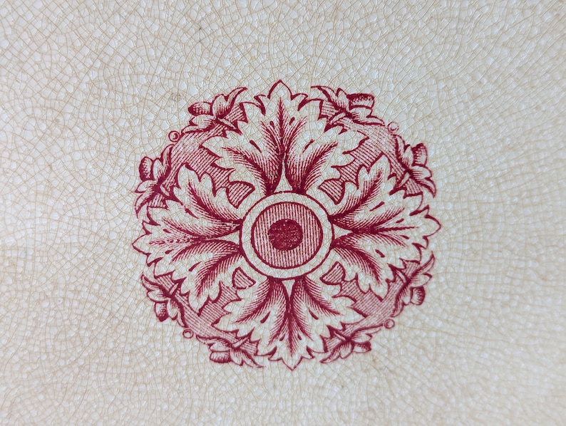 1800's Antique French Red Transferware Serving Platter, Rectangular, Ironstone Plate, Paris, Regent 6142 image 4