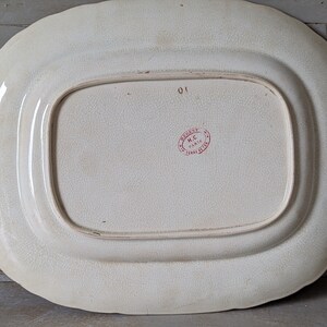 1800's Antique French Red Transferware Serving Platter, Rectangular, Ironstone Plate, Paris, Regent 6142 image 10