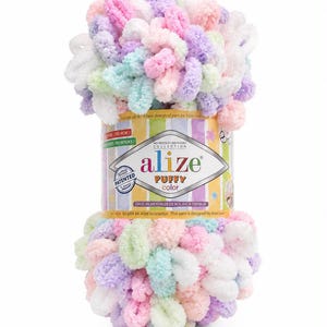 Fil Alize Puffy Color, fil bouclé pour tricot aux doigts, fil chenille doux pour couvertures, fil pour couvertures bébé, fil à crocheter sans aiguilles