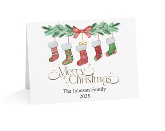 Tarjeta de Navidad personalizada 2025 / Tarjeta de felicitación navideña digital personalizada para la familia / Imprimible navideño editable