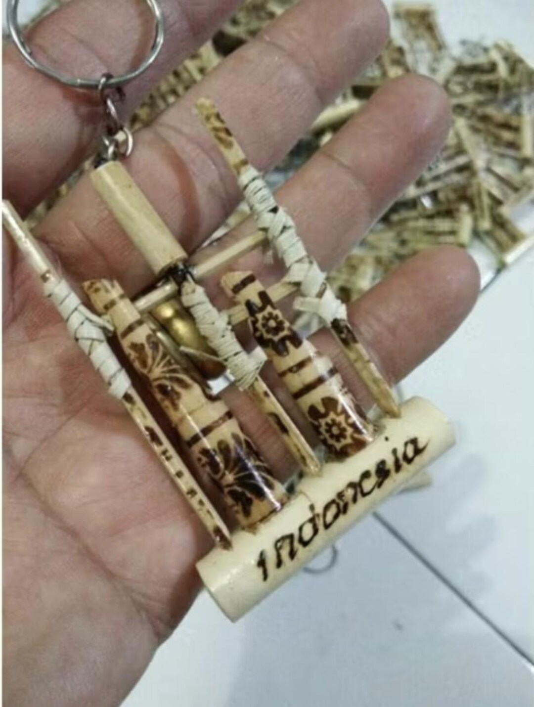 Handmade Bamboo Keychains Set – Mini Flute & Angklung Souvenir ...