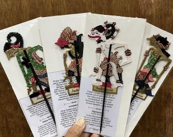 Mini marionetas Wayang de cuero / Títeres de sombras indonesios, decoración cultural para el hogar, hechos a mano