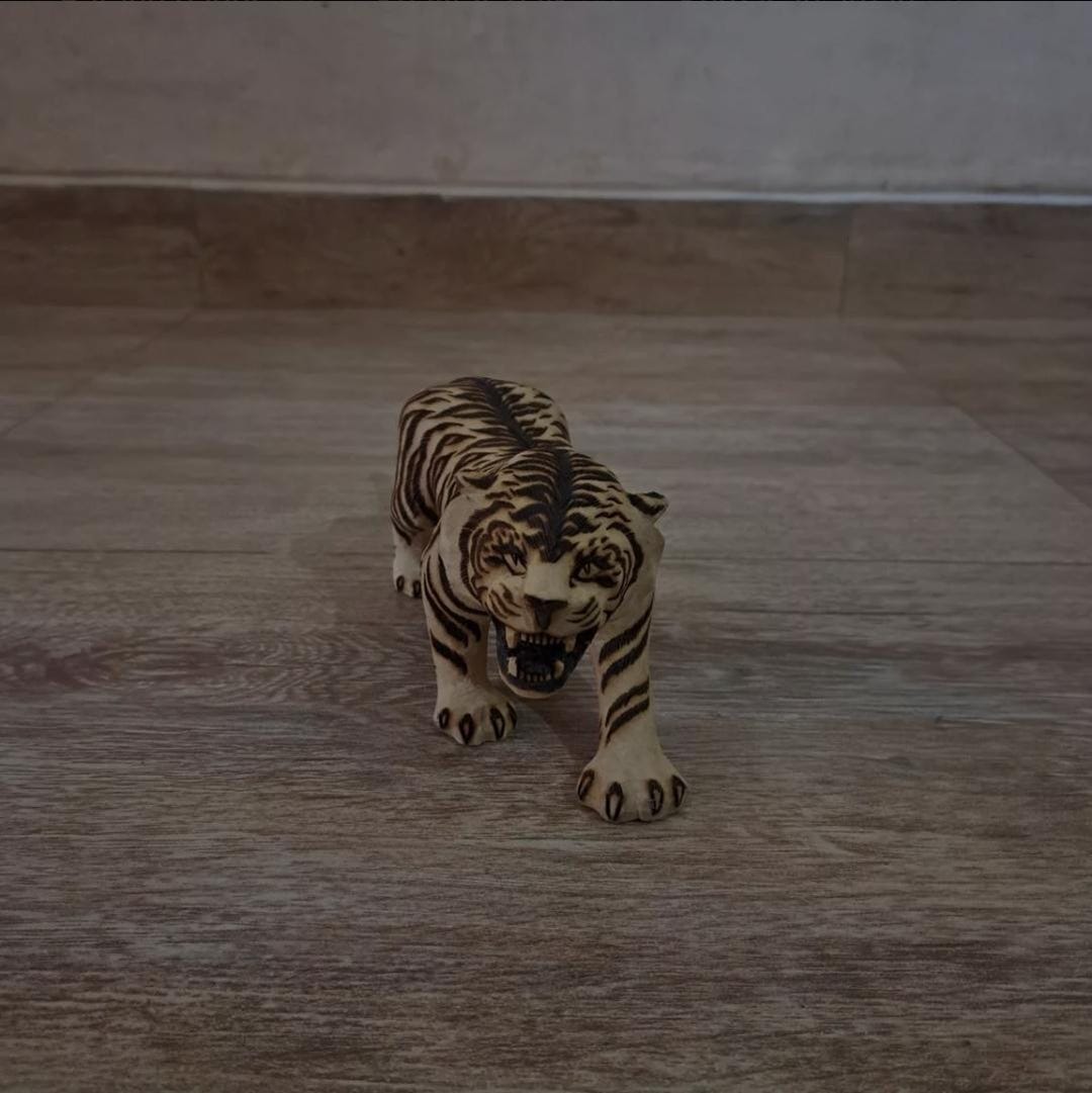 Wooden Tiger & Leopard Figurines — Hand-carved Pyrography | Animal ...