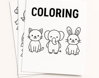Animal Coloring Pages Kids, Zoo Farm Jungle Animals, Toddler Preschool Printable Activity PDF Download