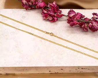 Diamond Cut 9K Gold Curb Chain Necklace • 20 Inch Fine Gold Jewelry