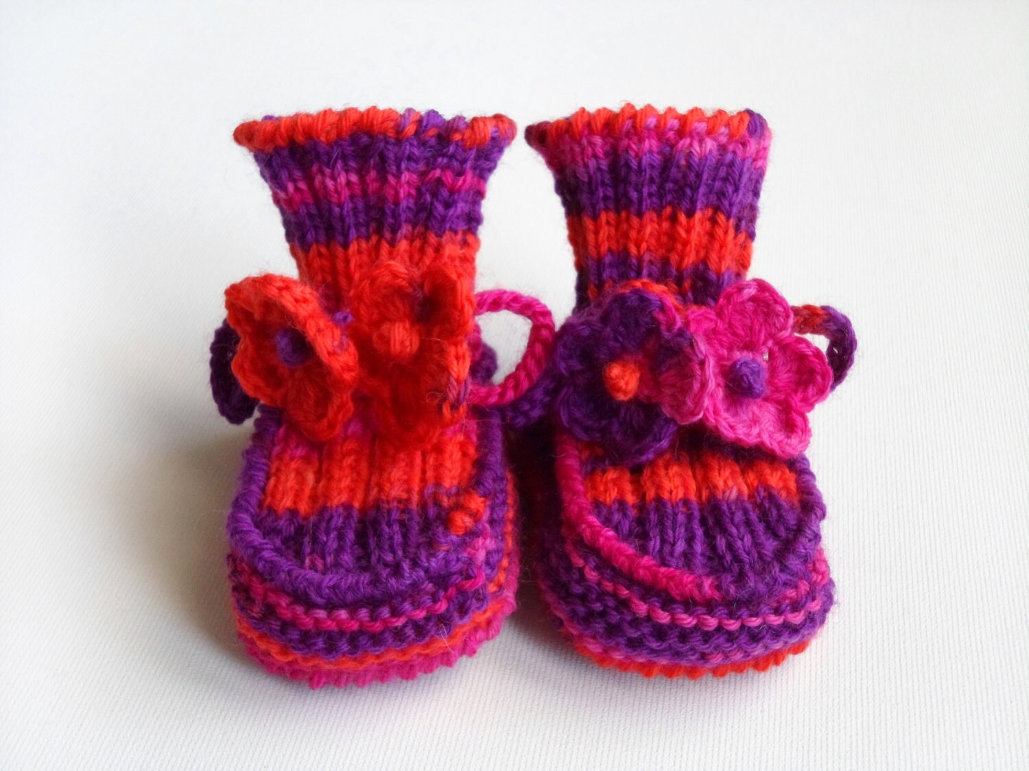 Hand Knitted Baby Booties - Multicolor, 3 - 6 Months - Etsy