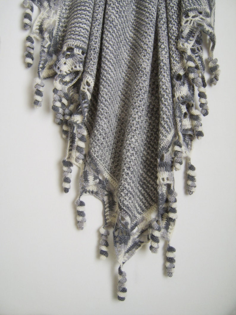 Knitted Baby Blanket Gray With White Knit Newborn Blanket Etsy