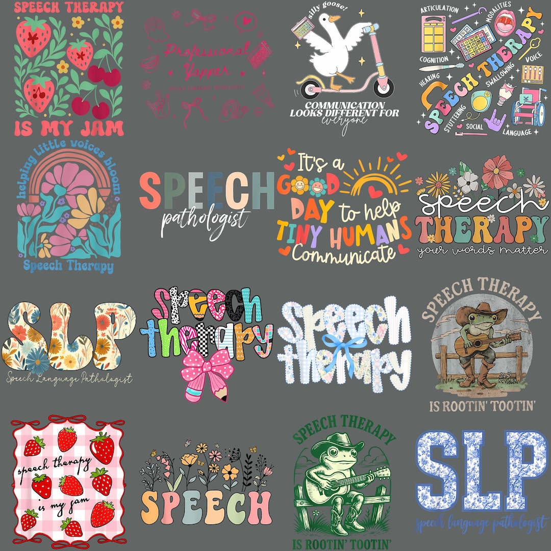 Speech Therapy PNG Bundle, Funny SLP School Clipart, Speech Language ...
